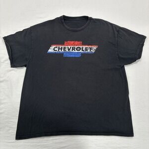 Chevrolet Logo T-Shirt Distressed Red White & Blue Design Front Men's Large